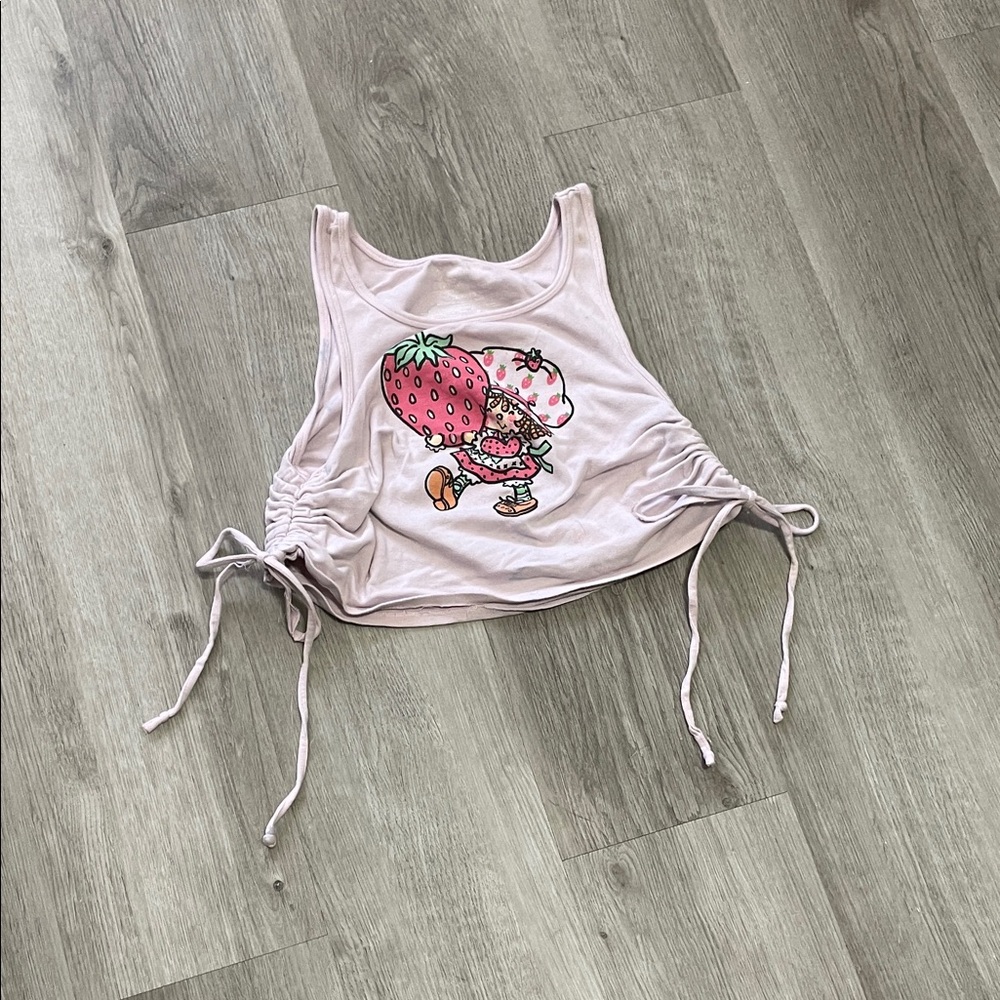 Strawberry Print Pink Crop Top